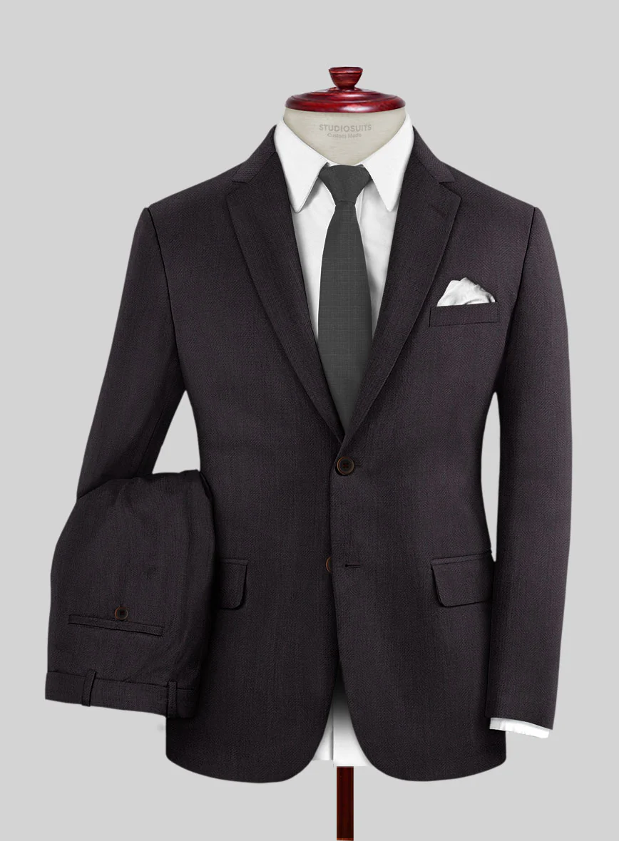 Napolean Imperial Brown Herringbone Wool Suit - Image 2