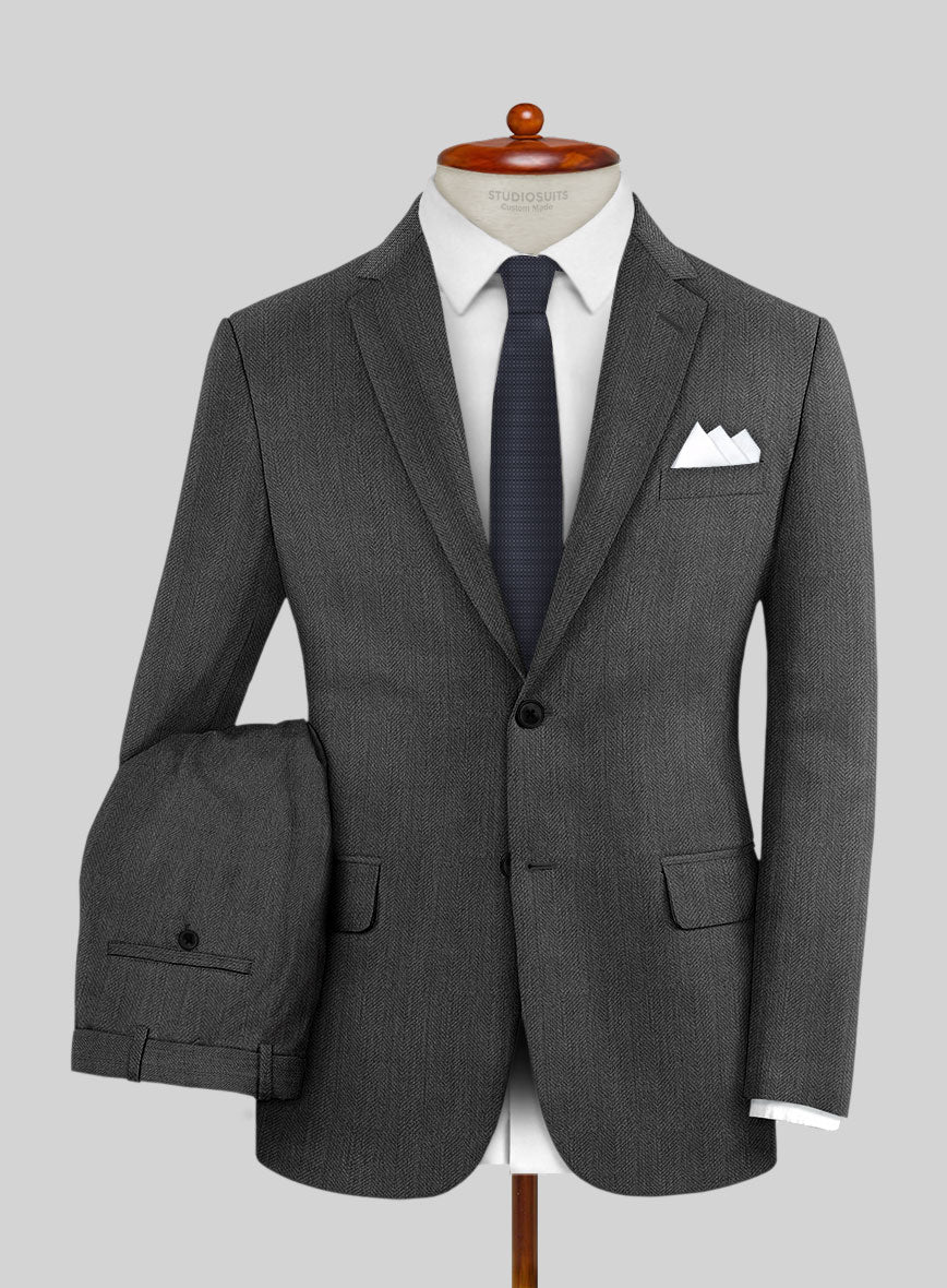 Napolean Imperial Gray Herringbone Wool Suit - Image 2