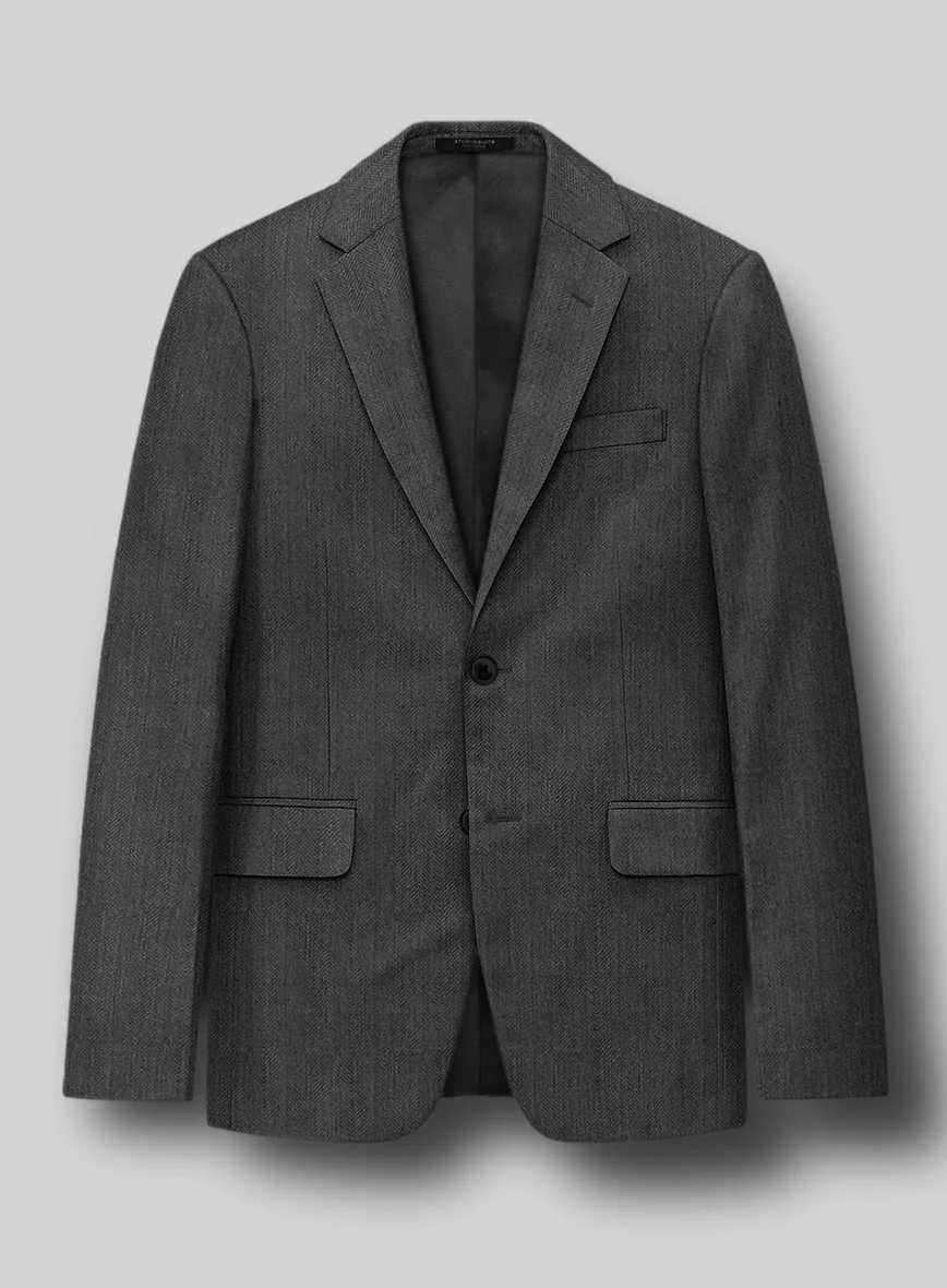 Napolean Imperial Gray Herringbone Wool Suit - Image 4