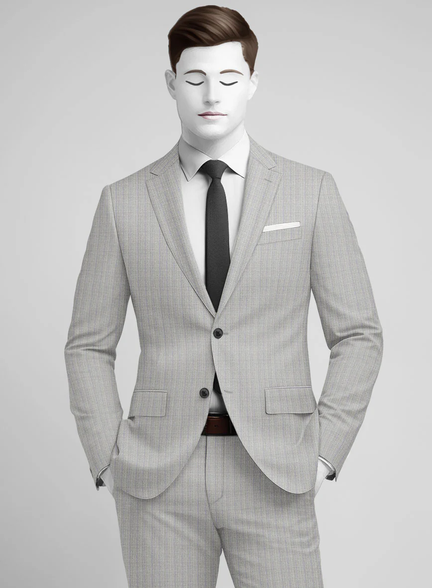 Napolean Inigo Stripe Ice Gray Wool Suit - Image 3