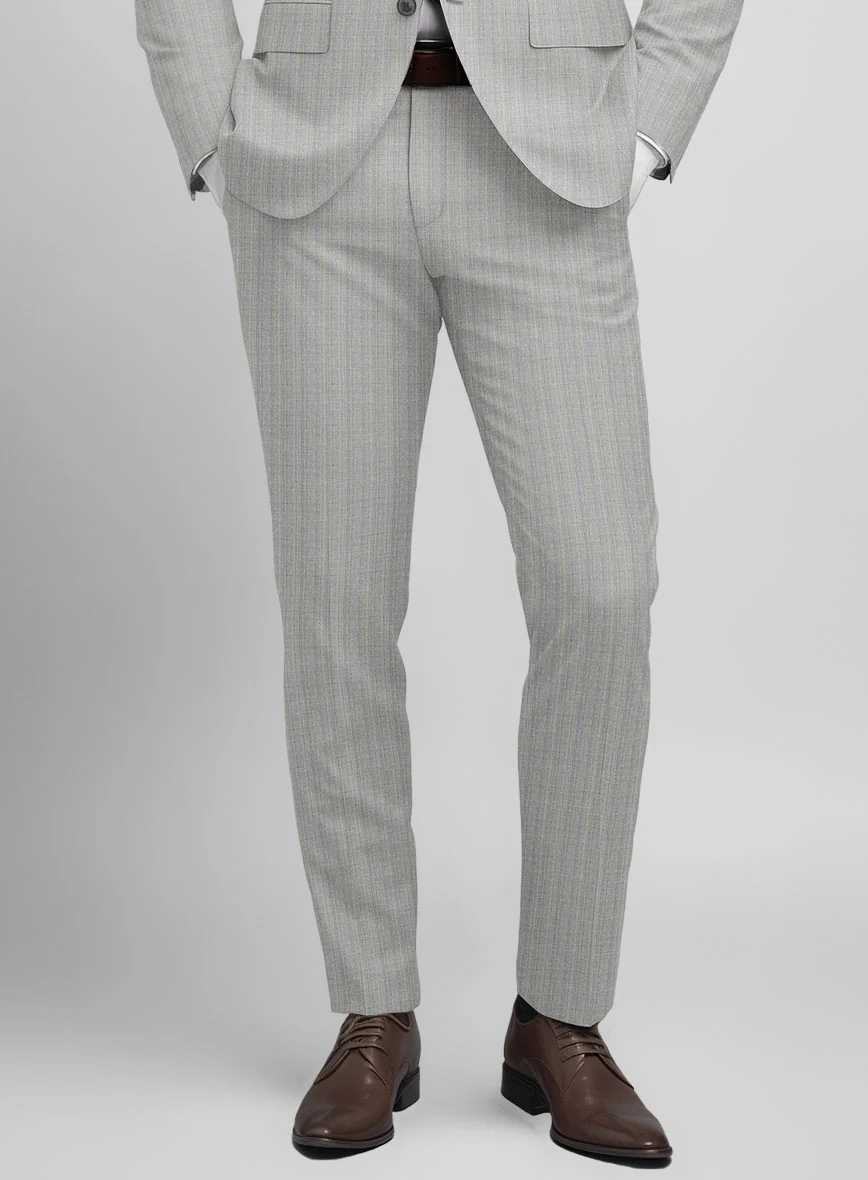 Napolean Inigo Stripe Ice Gray Wool Pants - Image 2