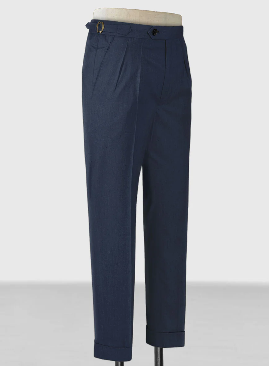 Napolean Ink Blue Wool Highland Trousers - Image 3