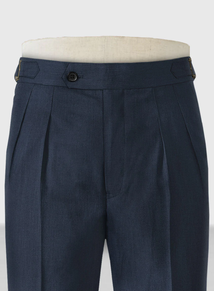 Napolean Ink Blue Wool Highland Trousers - Image 4