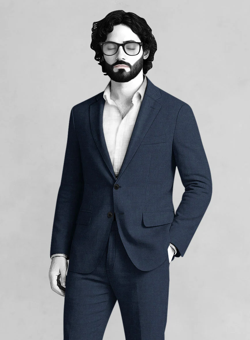 Napolean Ink Blue Wool Suit - Image 4