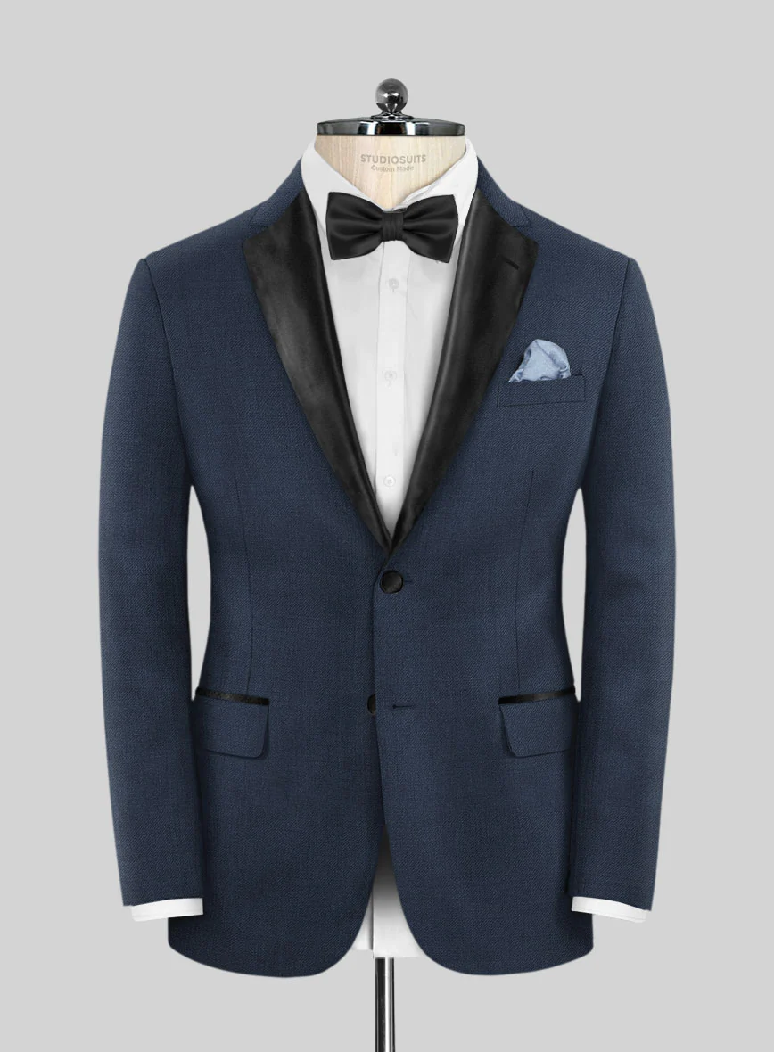 Napolean Ink Blue Wool Tuxedo Suit - Image 3