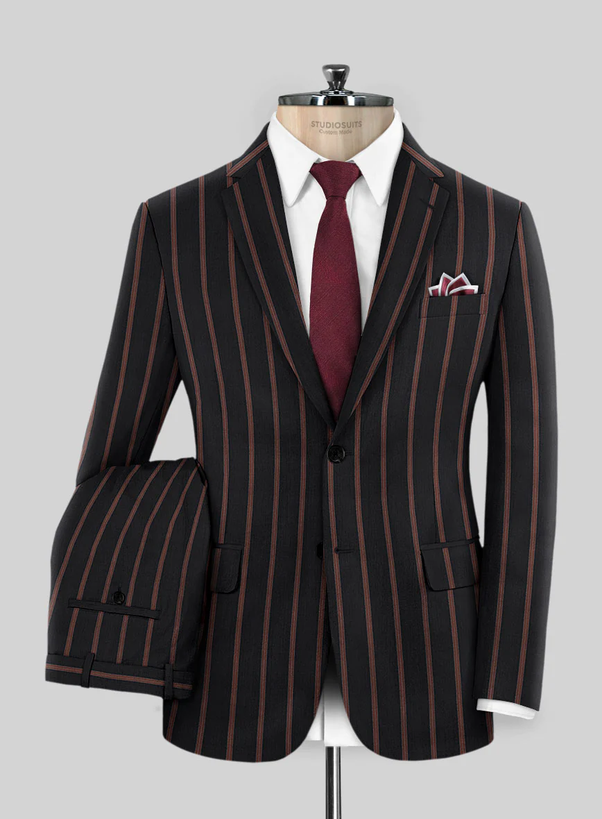 Napolean Ipai Stripe Black Wool Suit - Image 2