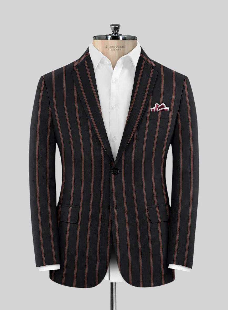 Napolean Ipai Stripe Black Wool Suit - Image 3