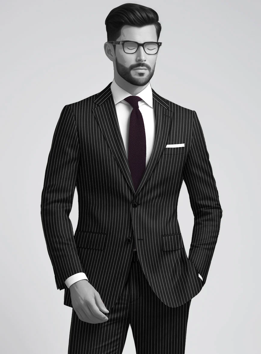 Napolean Isaura Stripe Black Wool Suit - Image 3