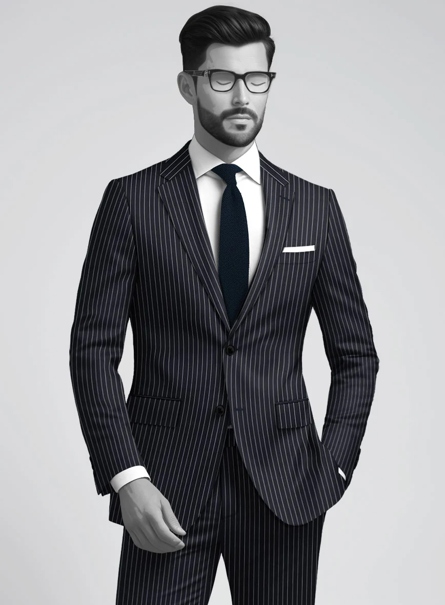 Napolean Isaura Stripe Blue Wool Suit - Image 4