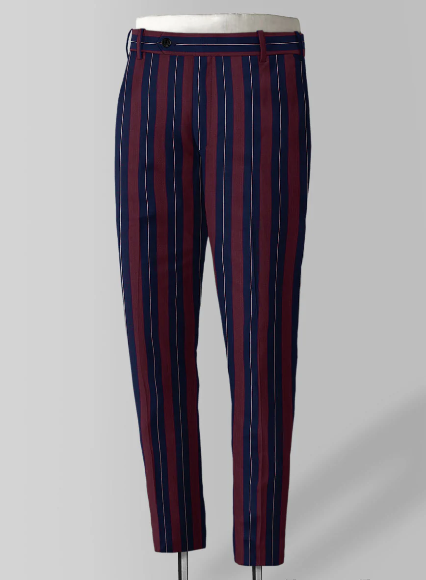 Napolean Izzaro Stripe Garnet Blue Wool Pants - Image 2