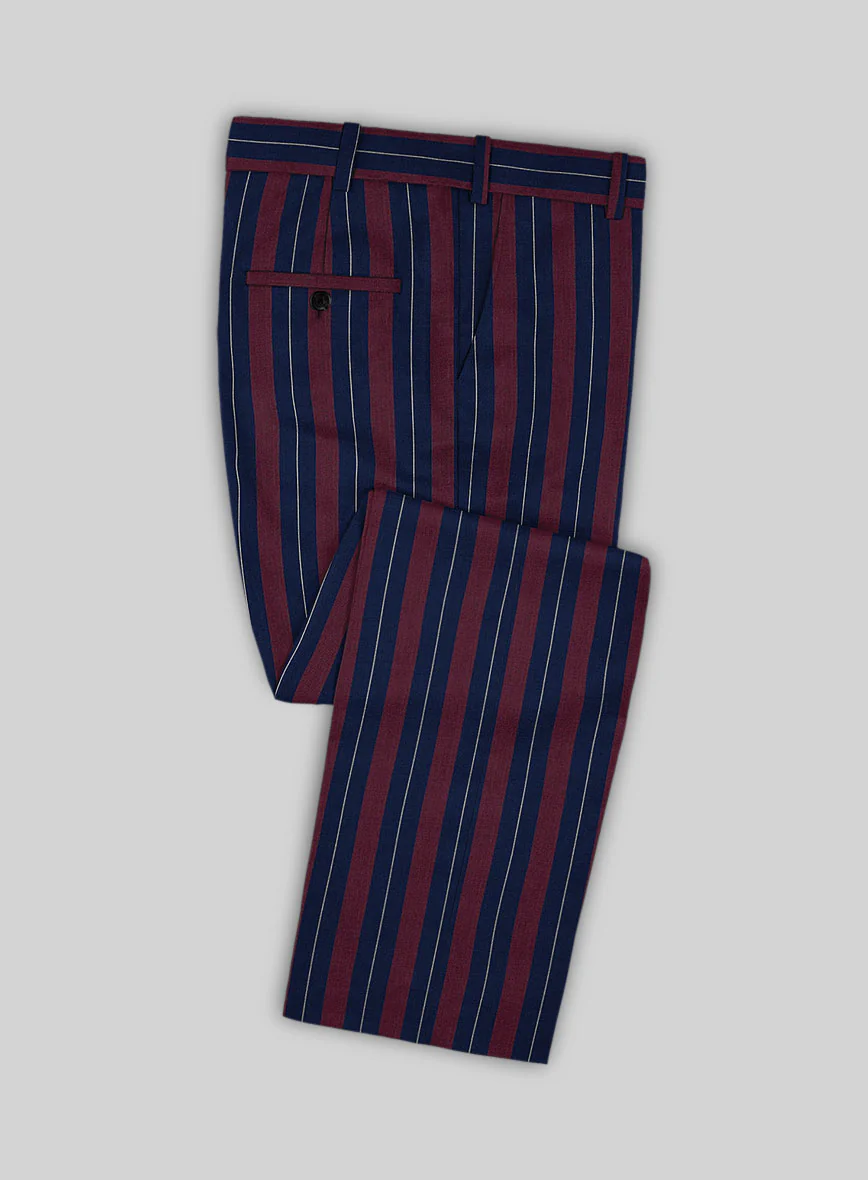 Napolean Izzaro Stripe Garnet Blue Wool Suit - Image 5