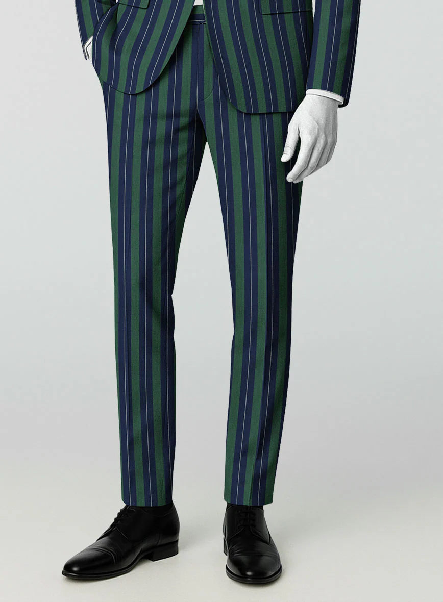 Napolean Izzaro Stripe Green Blue Wool Suit - Image 6