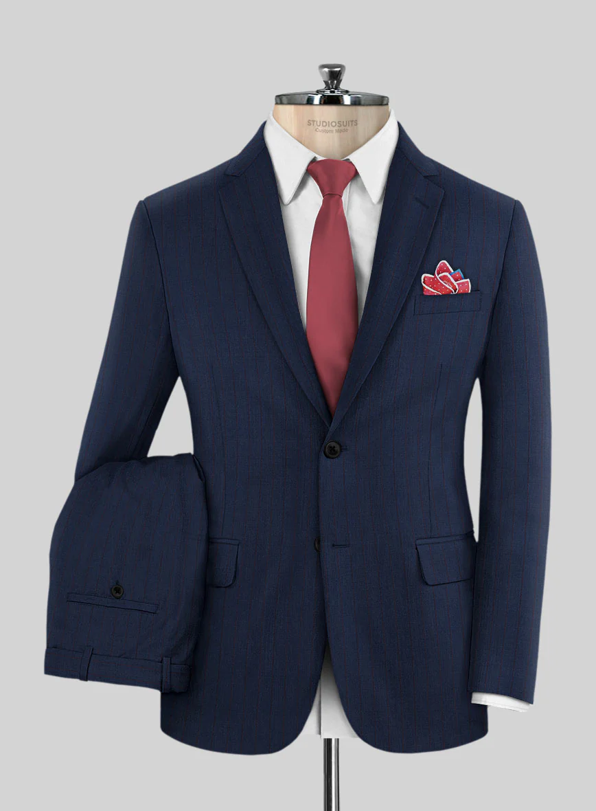 Napolean Kara Stripe Blue Wool Suit - Image 2