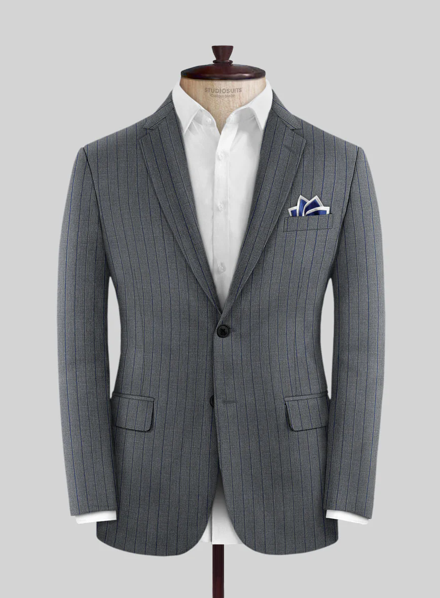 Napolean Kara Stripe Gray Wool Suit - Image 3