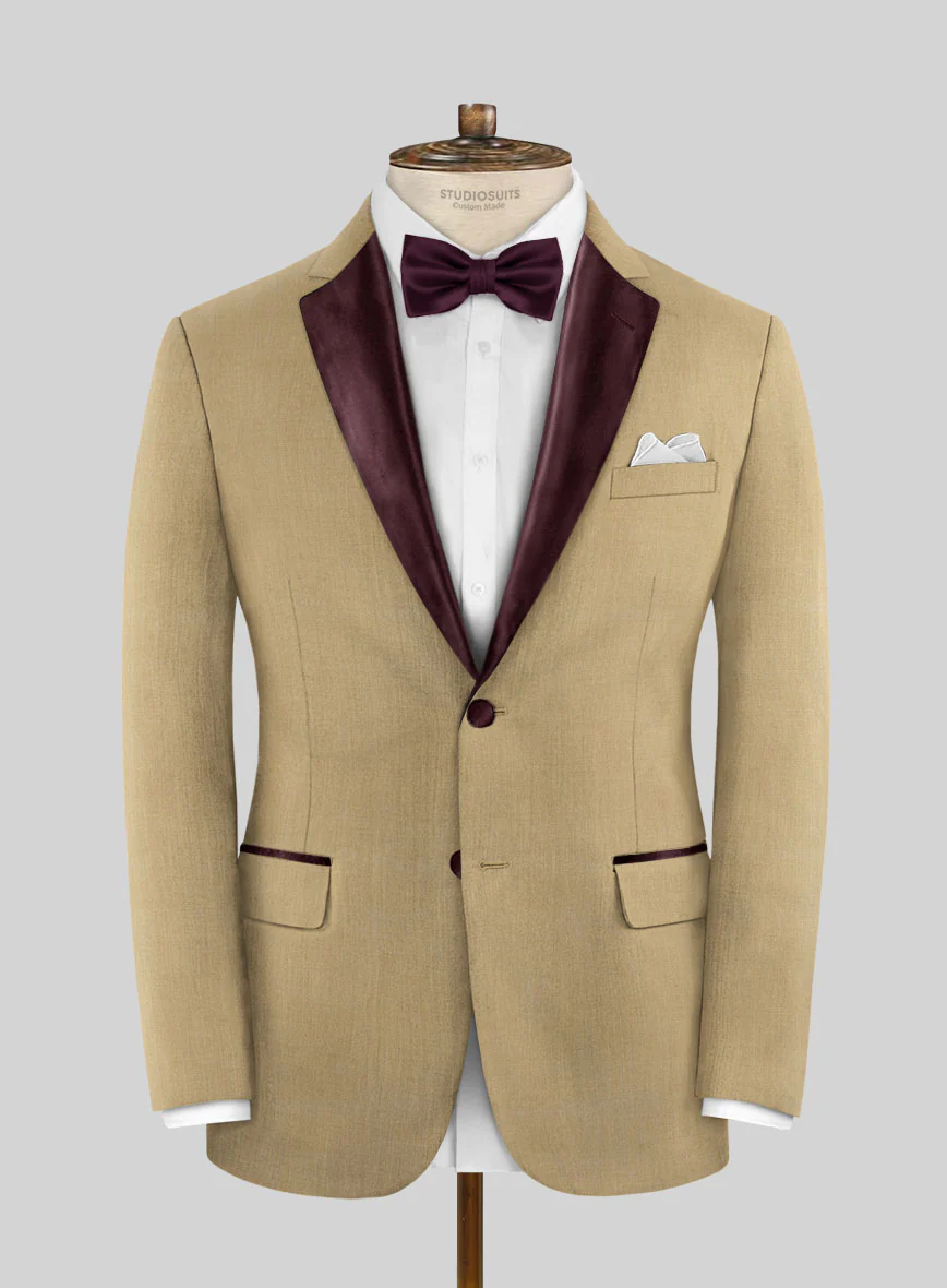 Napolean Khyber Khaki Wool Tuxedo Suit - Image 2