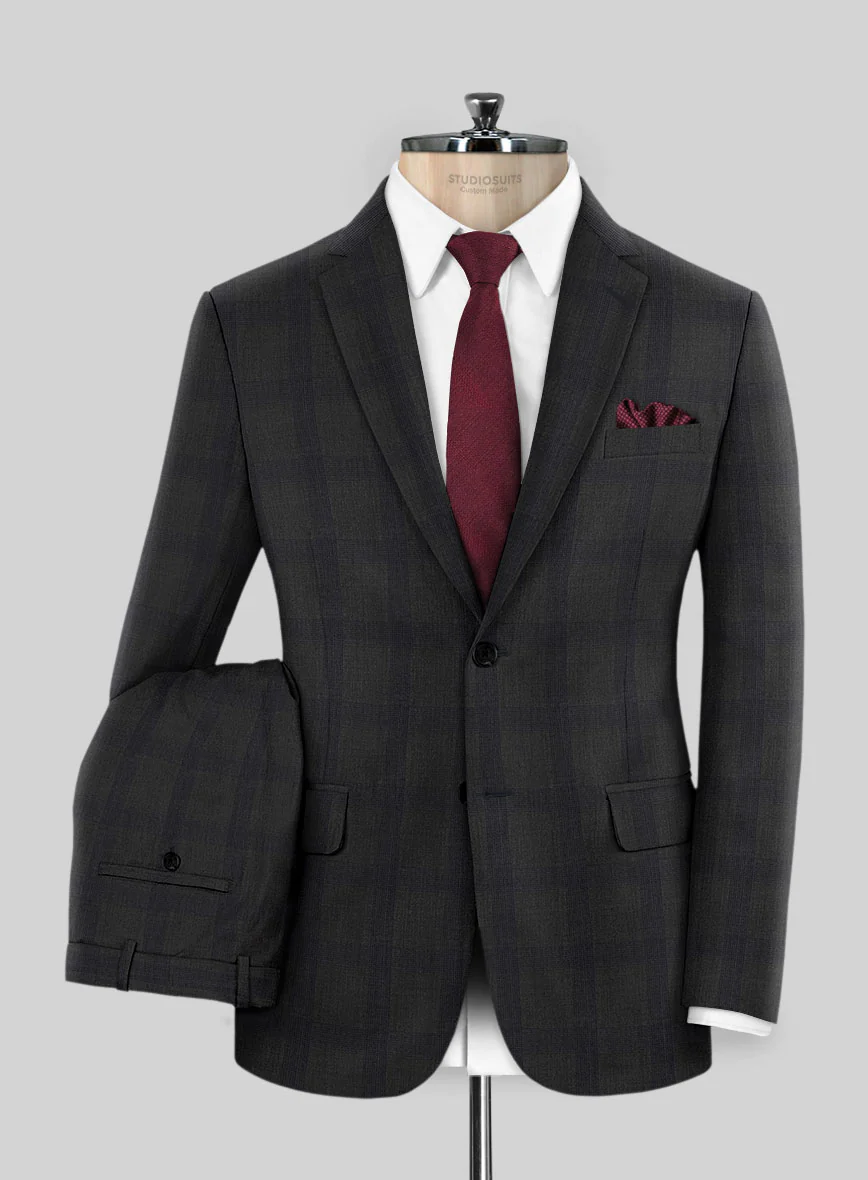 Napolean Knight Charcoal Check Suit - Image 2