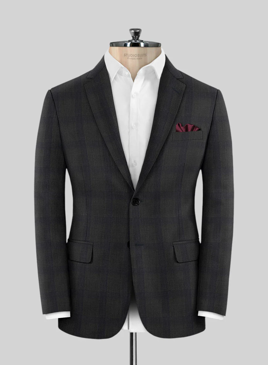 Napolean Knight Charcoal Check Suit - Image 3