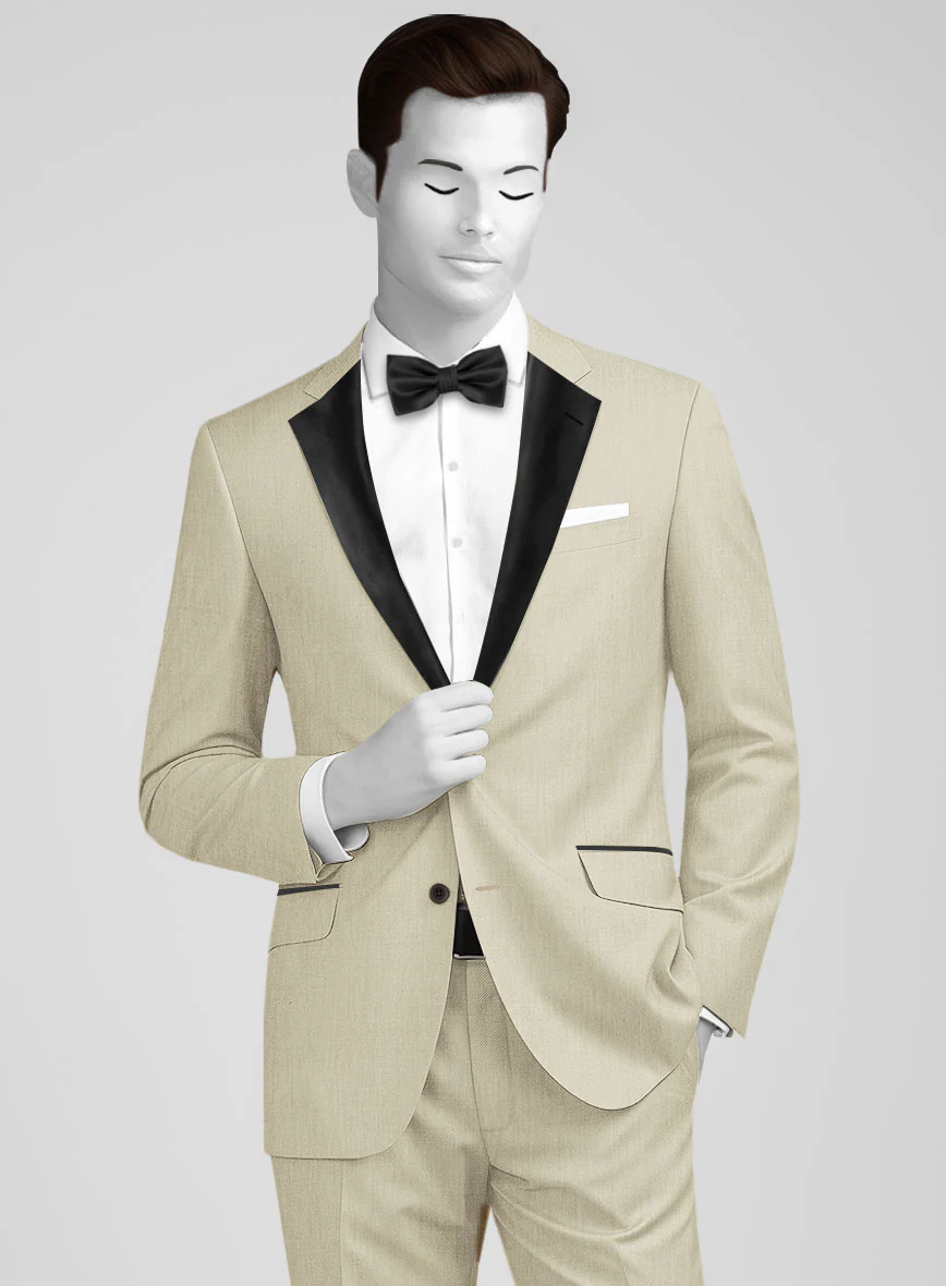 Napolean Light Beige Wool Tuxedo Jacket - Image 2