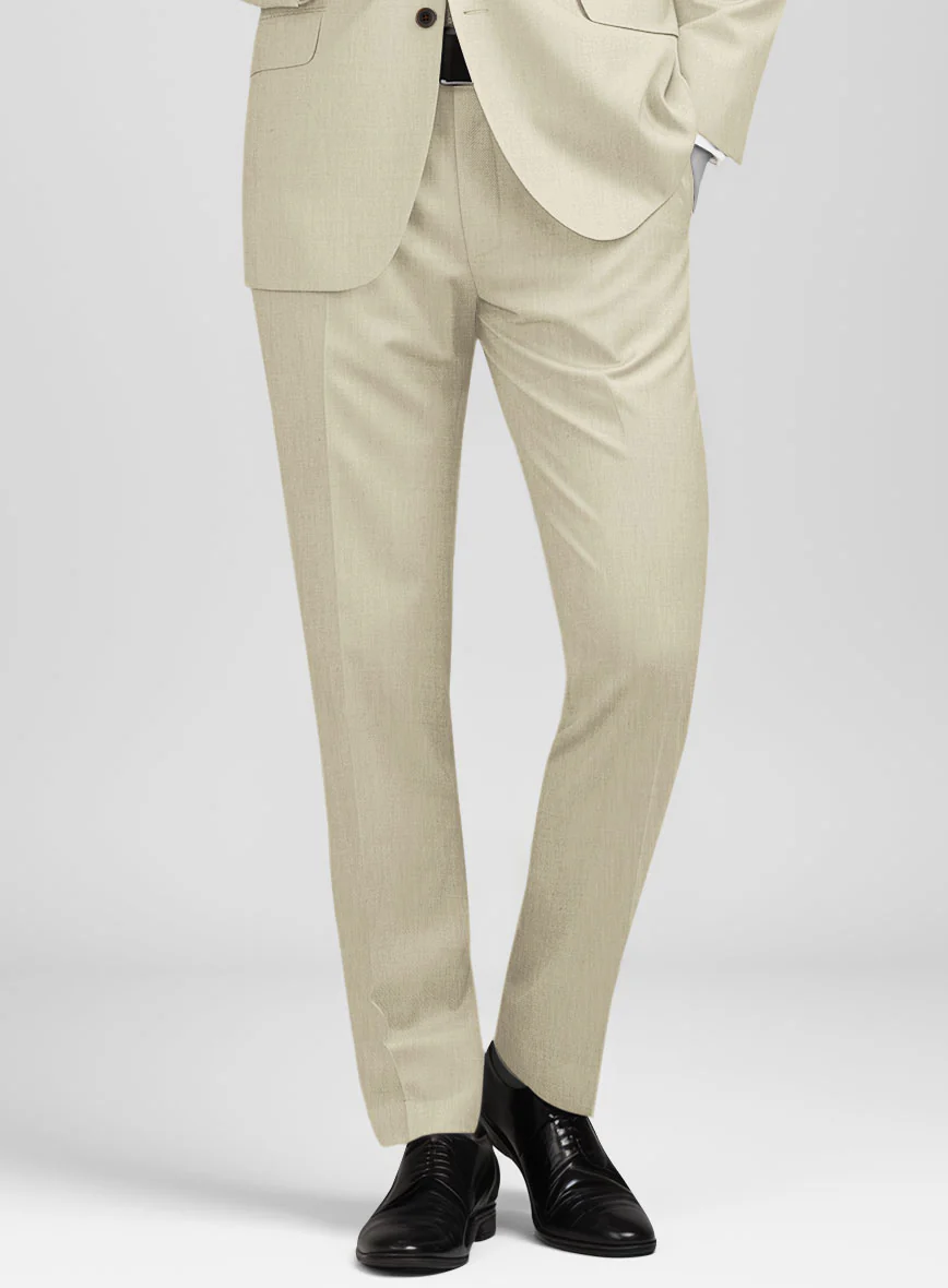 Napolean Light Beige Wool Tuxedo Suit - Image 6