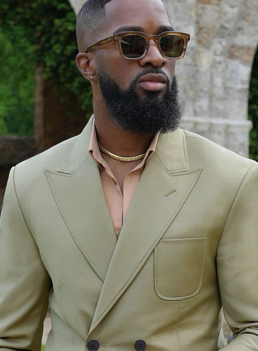 Napolean Light Khaki Wool Basel Double Breasted Jacket - Image 2
