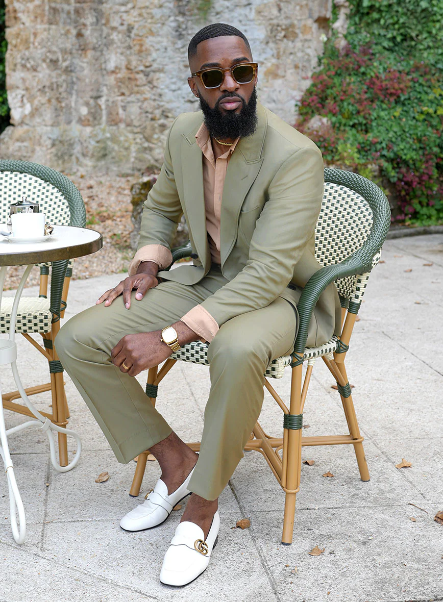 Napolean Light Khaki Wool Basel Double Breasted Jacket - Image 3