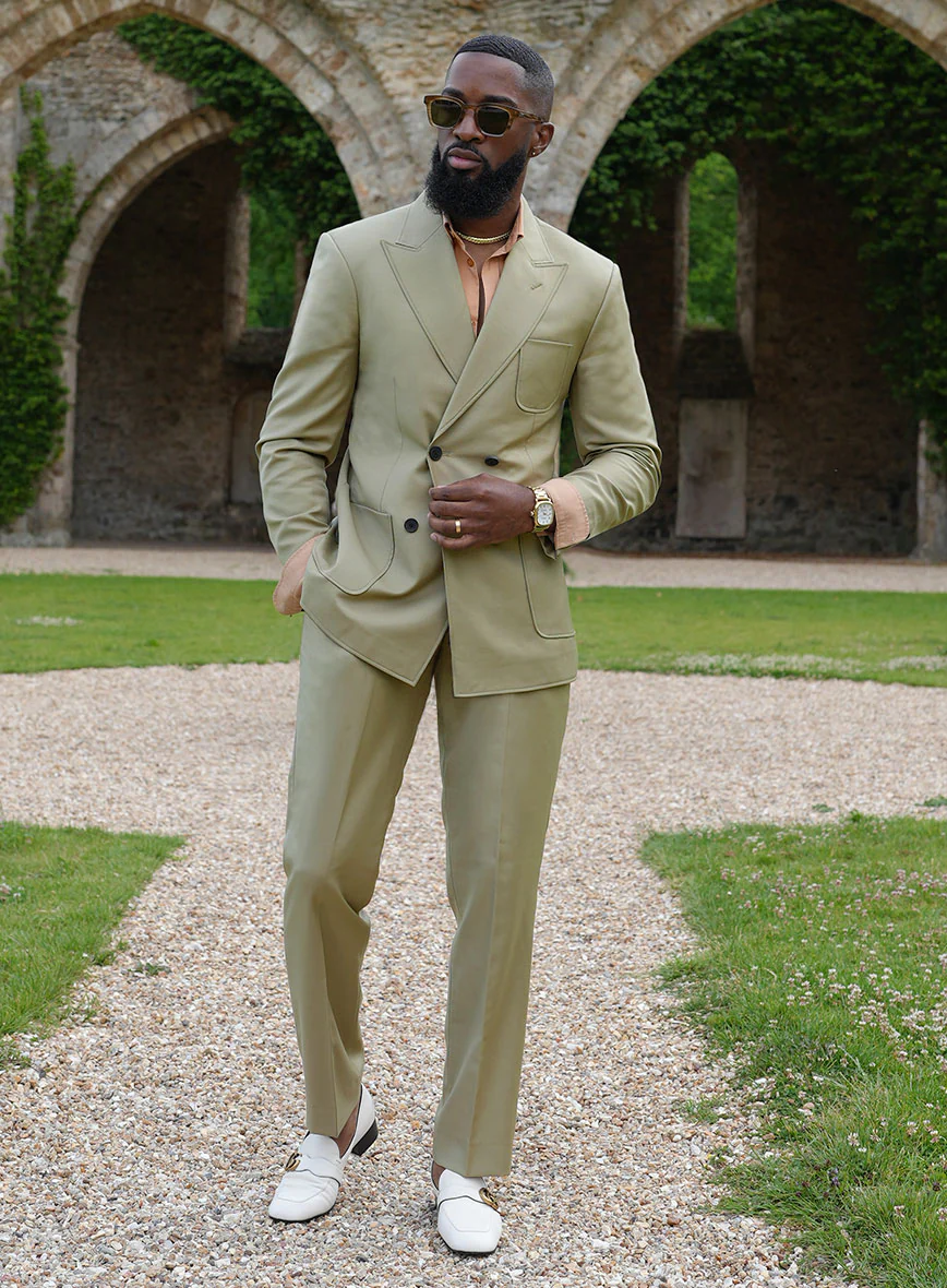 Napolean Light Khaki Wool Basel Double Breasted Suit - Image 2