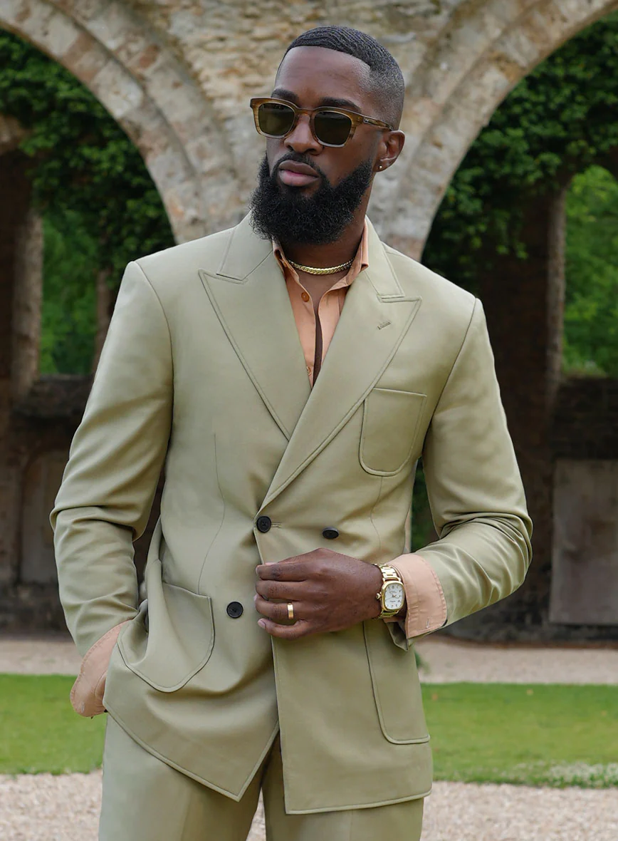 Napolean Light Khaki Wool Basel Double Breasted Suit - Image 5