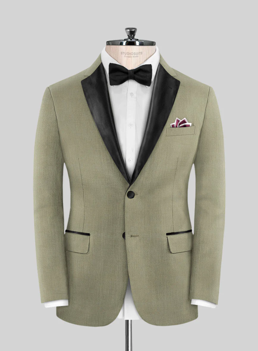 Napolean Light Khaki Wool Tuxedo Suit - Image 2