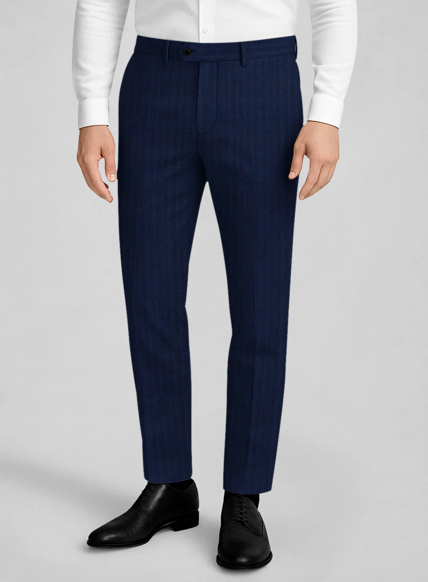 Napolean Lurvani Herringbone Blue Wool Suit - Image 6