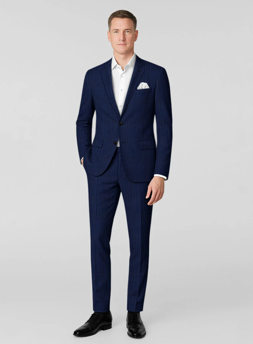 Napolean Lurvani Herringbone Blue Wool Suit - Image 2