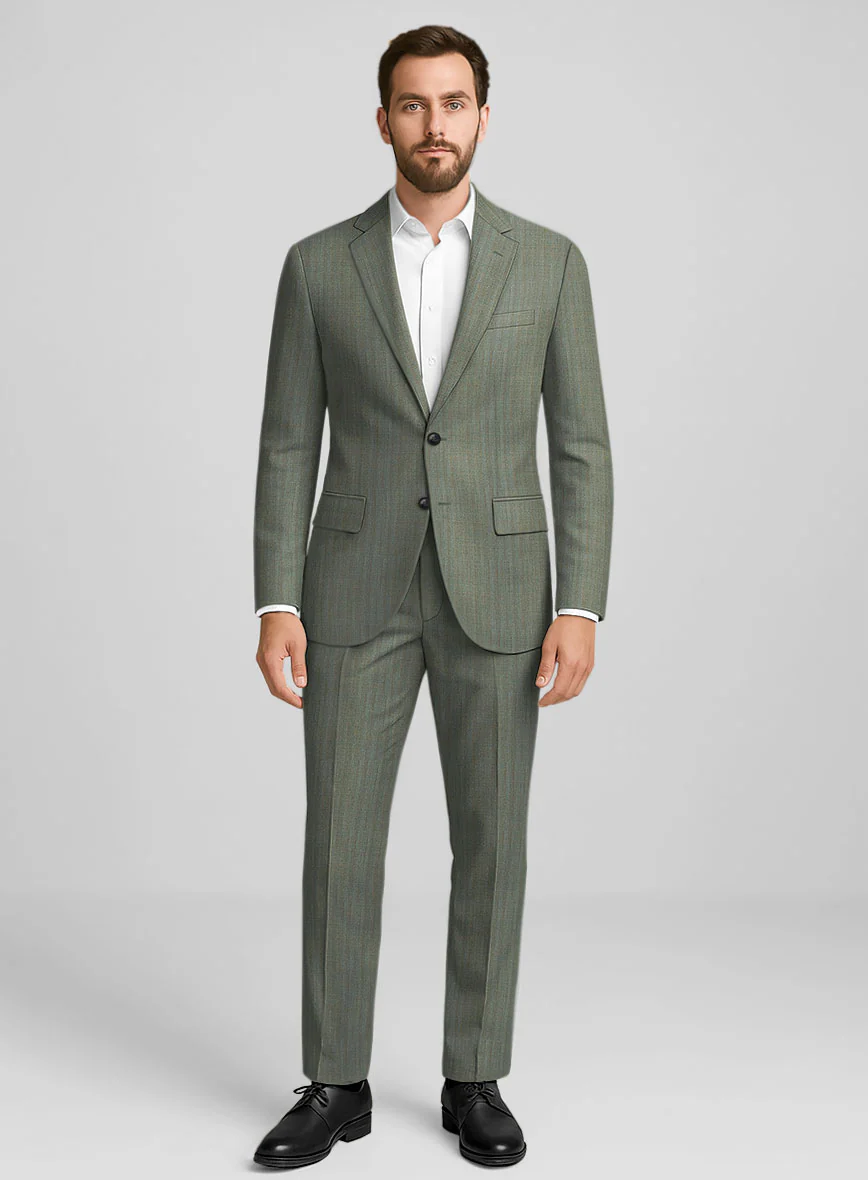 Napolean Lurvani Herringbone Mist Wool Suit - Image 6