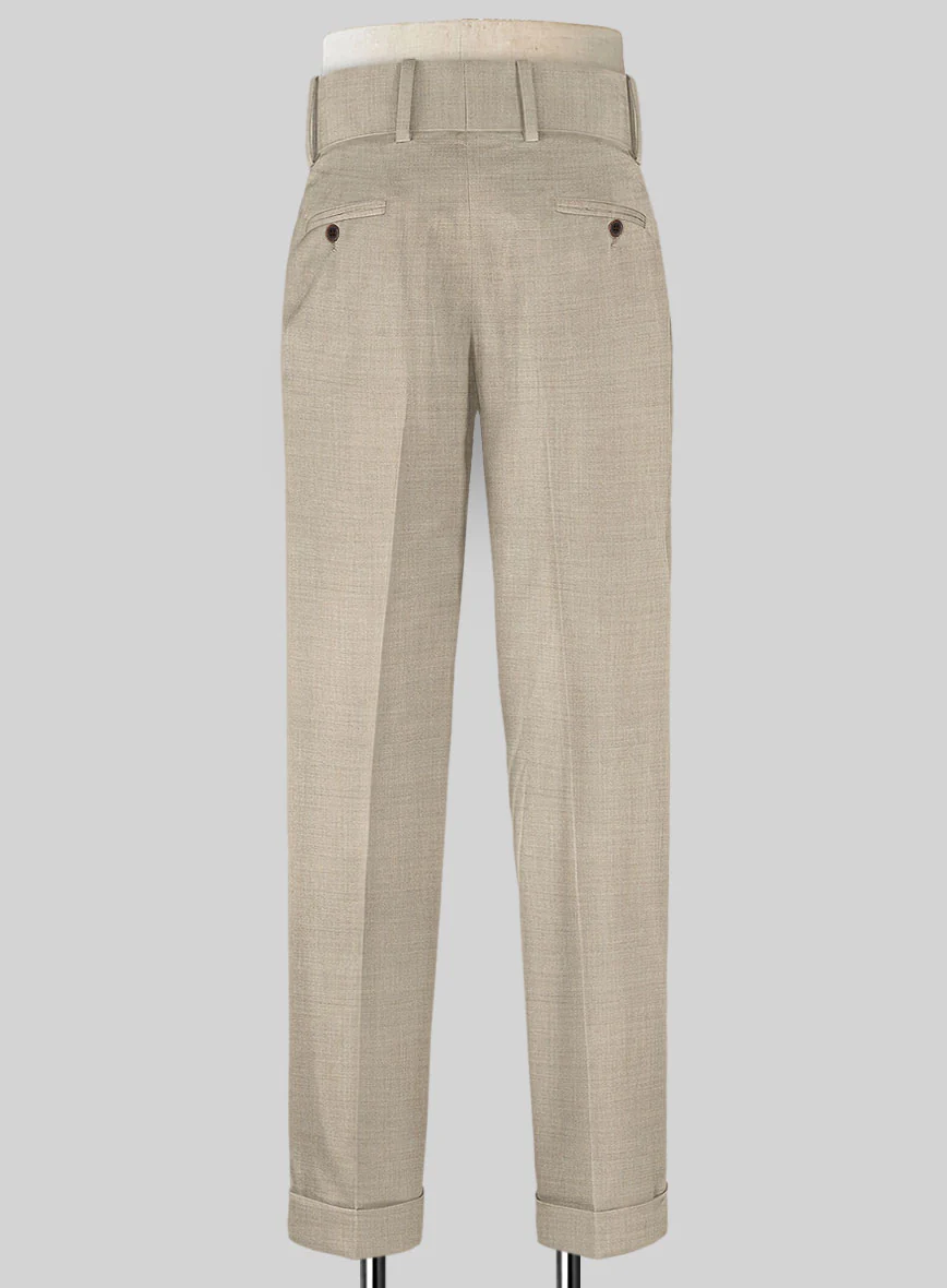 Napolean Melange Khaki Double Gurkha Wool Trousers - Image 2