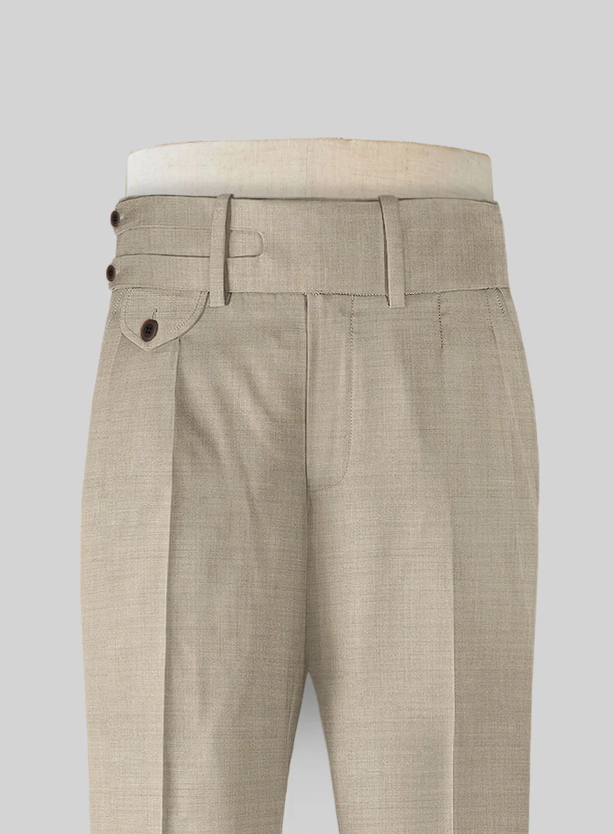 Napolean Melange Khaki Double Gurkha Wool Trousers - Image 3