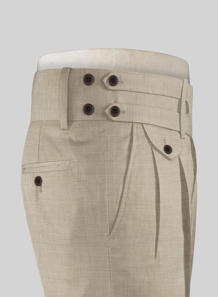 Napolean Melange Khaki Double Gurkha Wool Trousers - Image 4