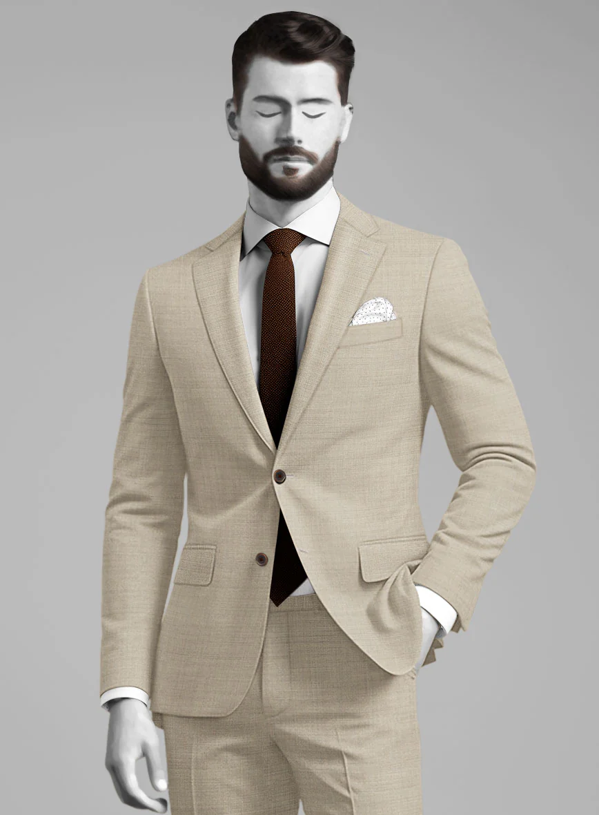 Napolean Melange Khaki Wool Suit - Image 4
