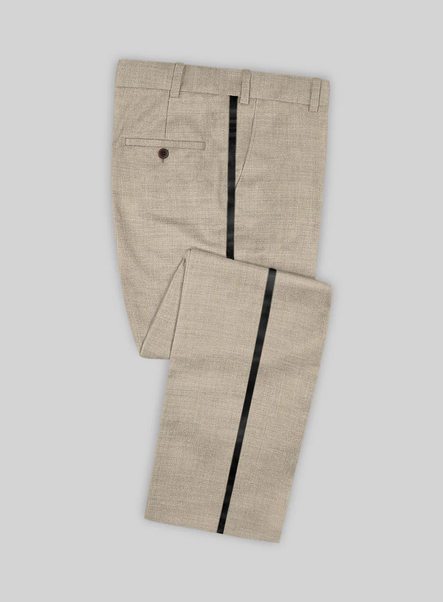 Napolean Melange Khaki Wool Tuxedo Suit - Image 3