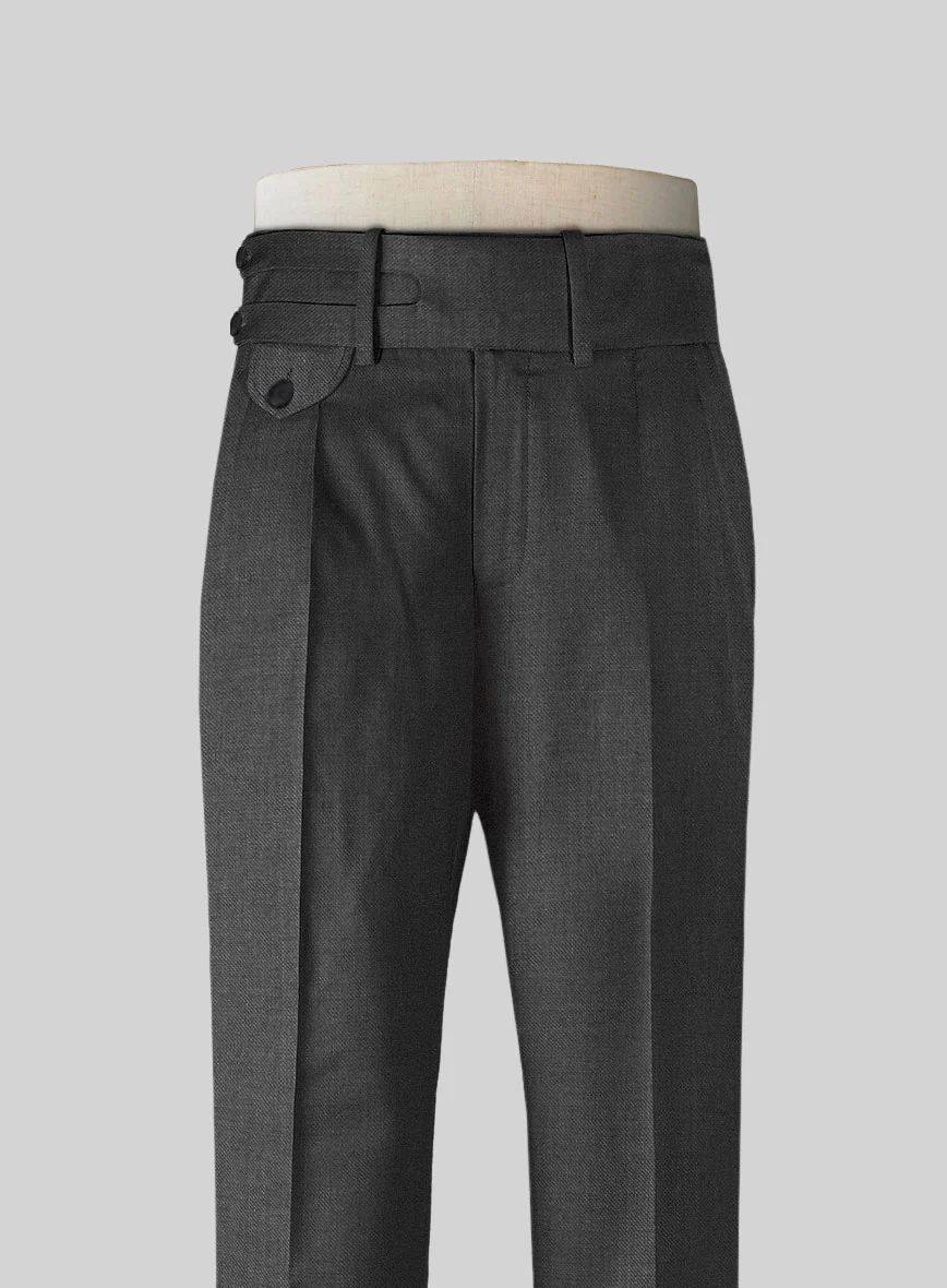 Napolean Mid Charcoal Double Gurkha Wool Trousers - Image 2