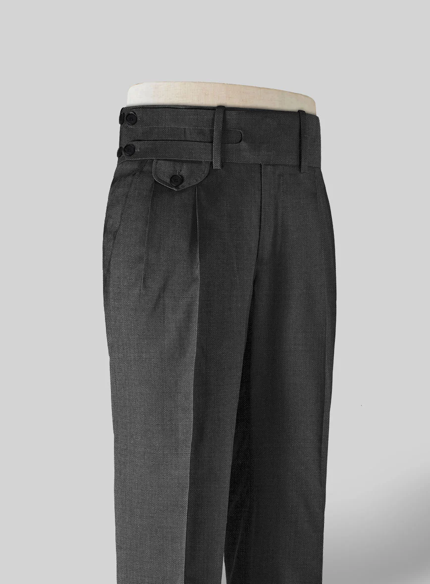 Napolean Mid Charcoal Double Gurkha Wool Trousers - Image 3