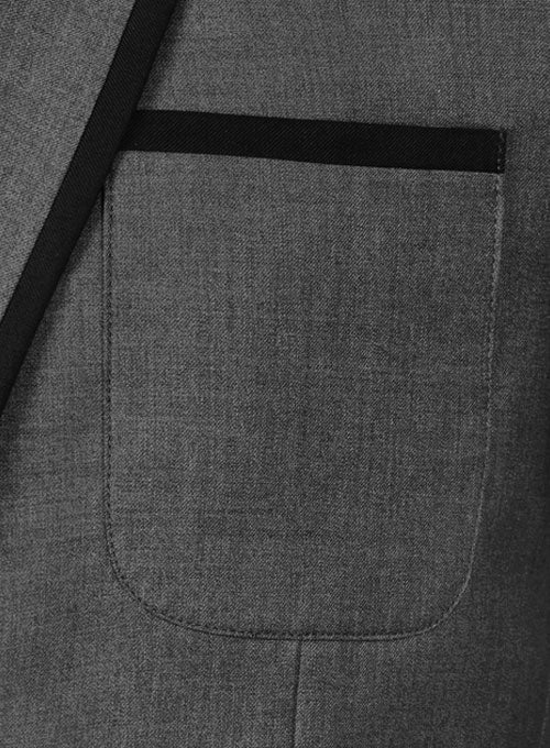 Napolean Mid Charcoal Wool Jacket - Black Trims - Image 3