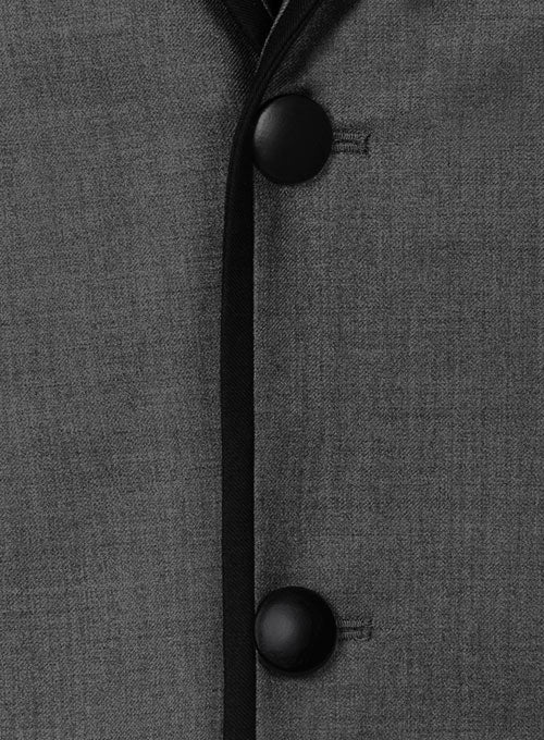Napolean Mid Charcoal Wool Jacket - Black Trims - Image 4