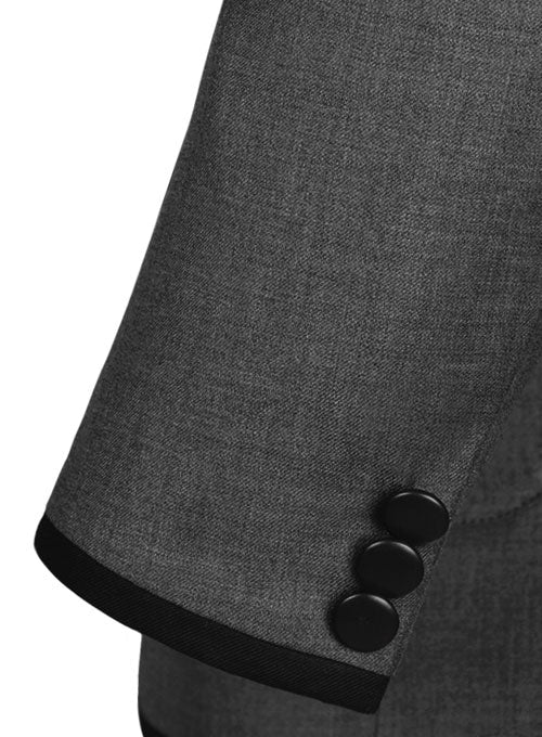 Napolean Mid Charcoal Wool Jacket - Black Trims - Image 7