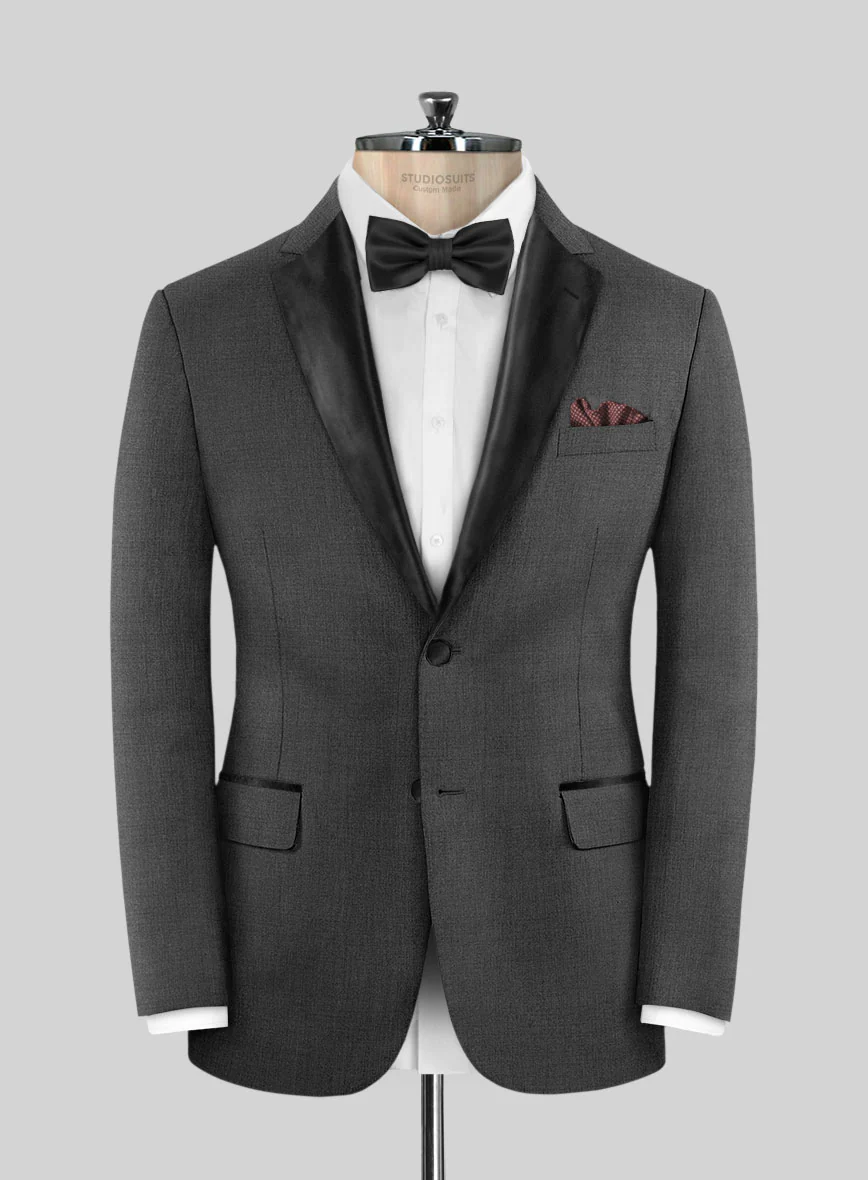 Napolean Mid Charcoal Wool Tuxedo Suit - Image 2