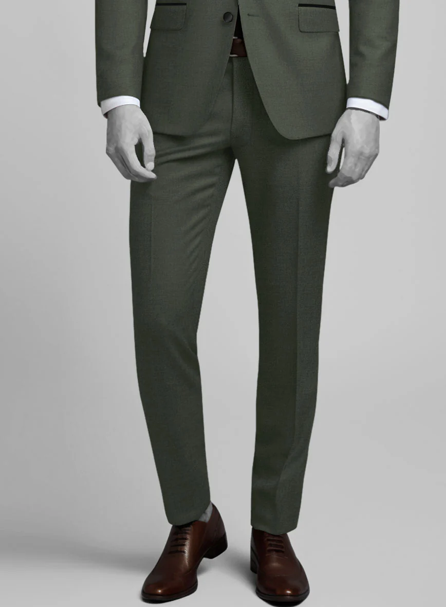 Napolean Military Green Wool Tuxedo Suit - Image 6