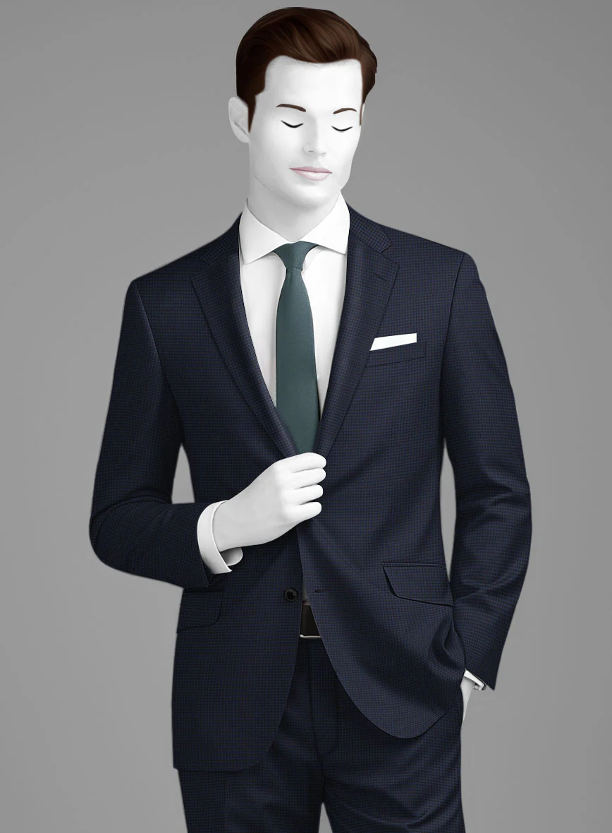 Napolean Mini Houndstooth Blue Wool Suit - Image 4