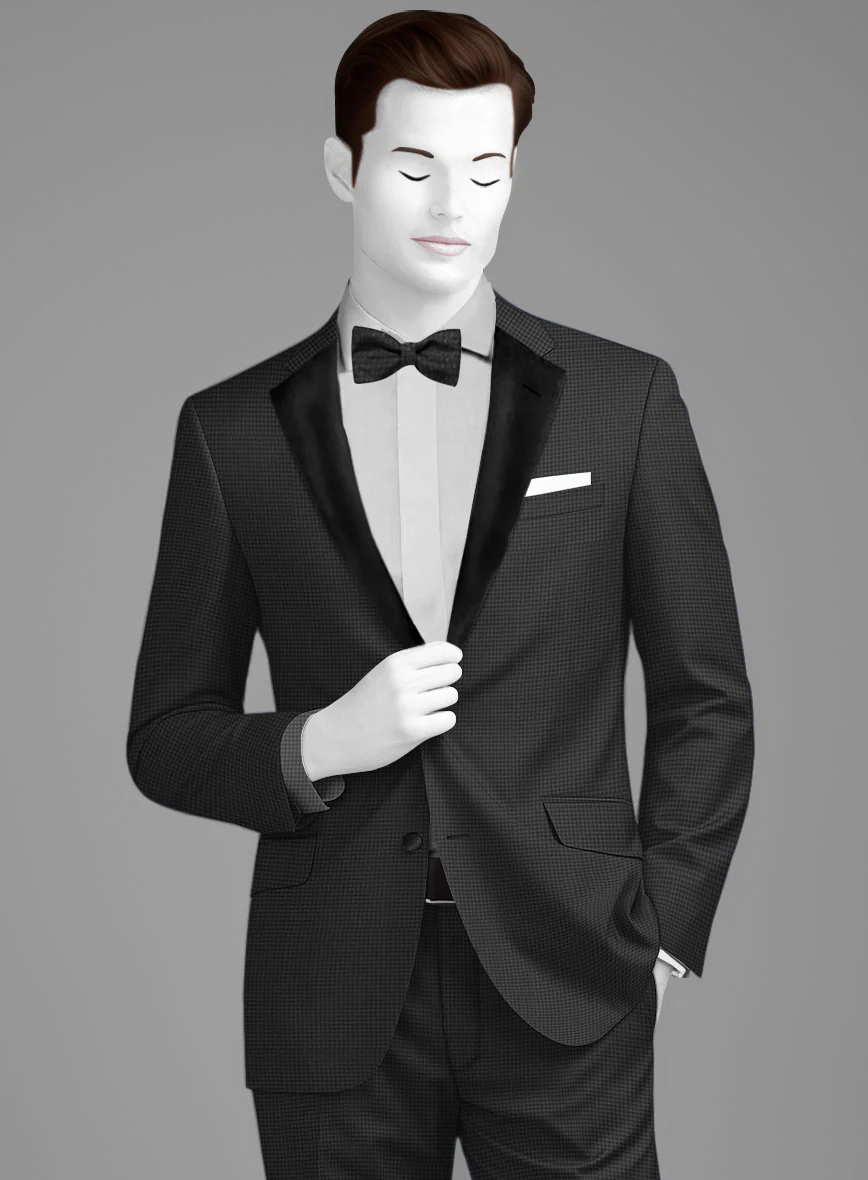 Napolean Mini Houndstooth Gray Wool Tuxedo Suit - Image 4