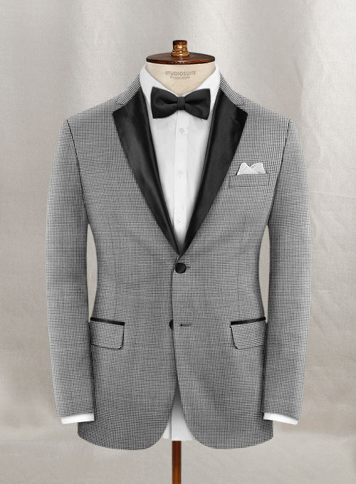 Napolean Mini Houndstooth White Wool Tuxedo Suit - Image 3