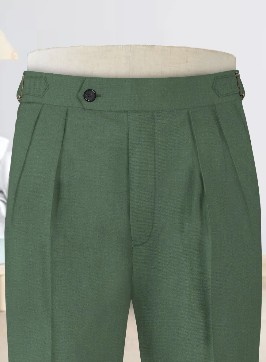 Napolean Moss Green Wool Highland Trousers - Image 2