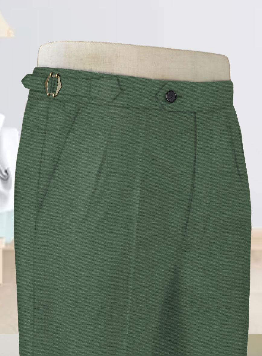 Napolean Moss Green Wool Highland Trousers - Image 3