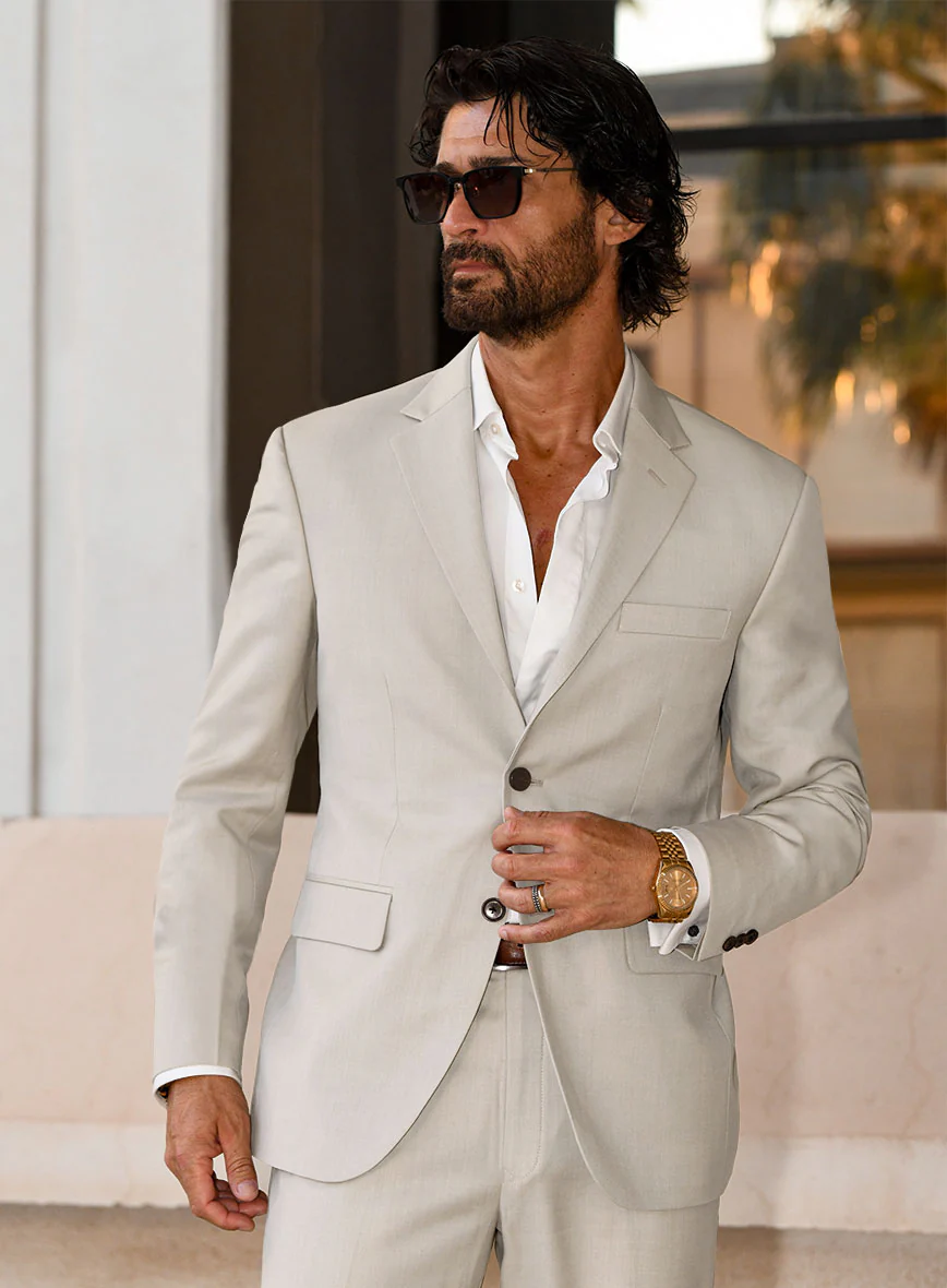 Napolean Muted Beige Wool Jacket - Image 3