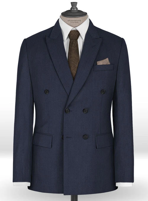Napolean Navy Blue Wool Double Breasted Suit - Image 3